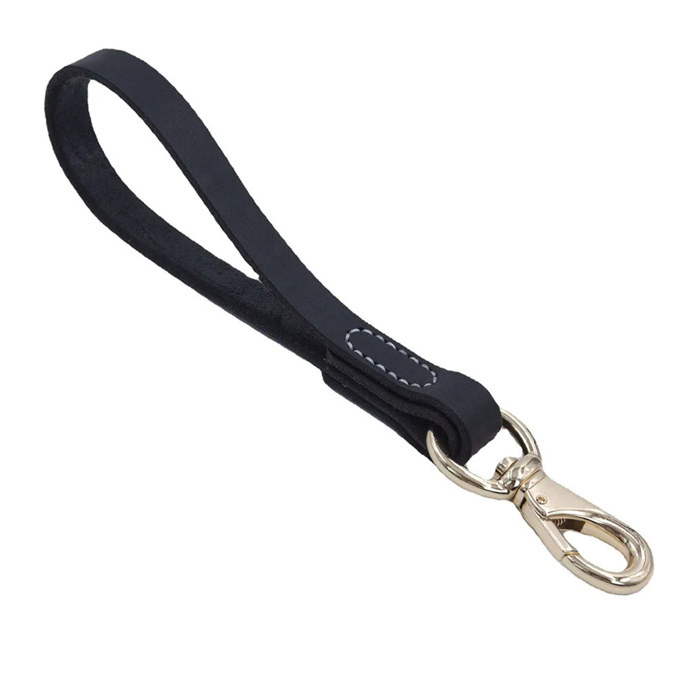 laisses courtes en cuir noir