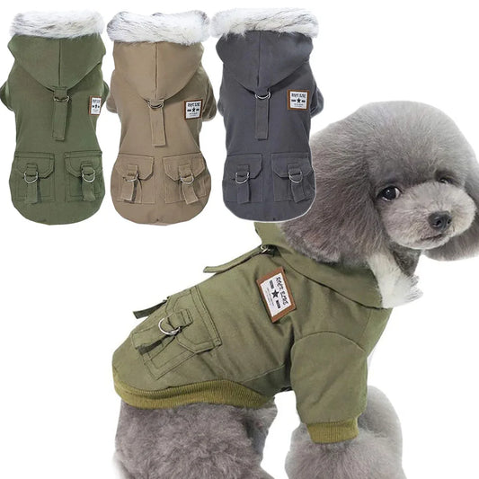 manteau chaud a capuche fourrure pour chien
