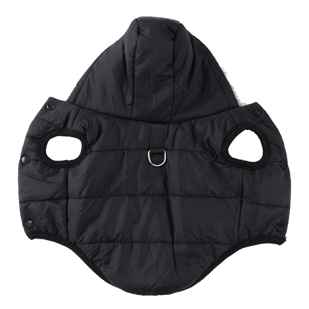 manteau chaud a capuche pour chien noir