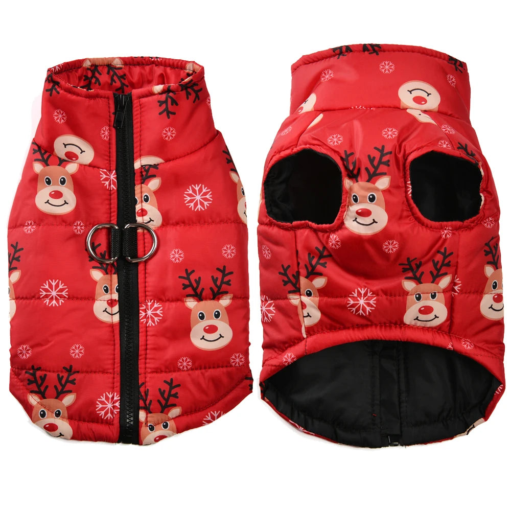 manteau hivers pour chien cerfs rouge