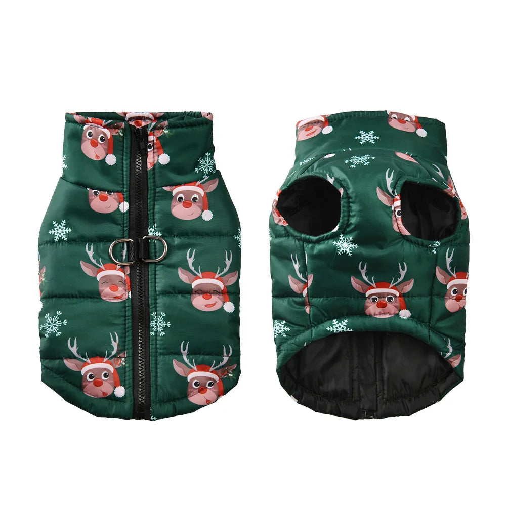 manteau hivers pour chien cerfs vert