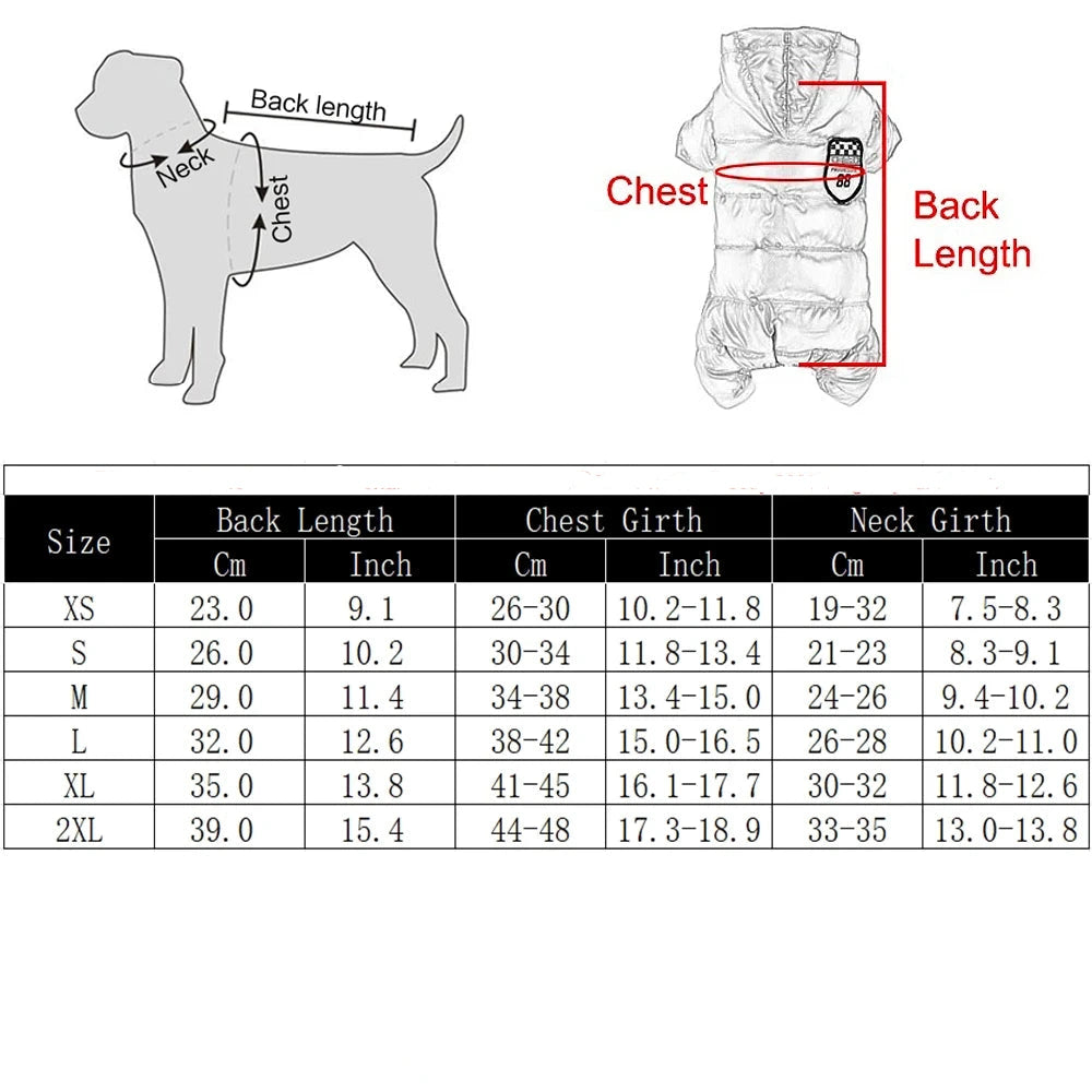 manteau impermeable chaud pour chien taille