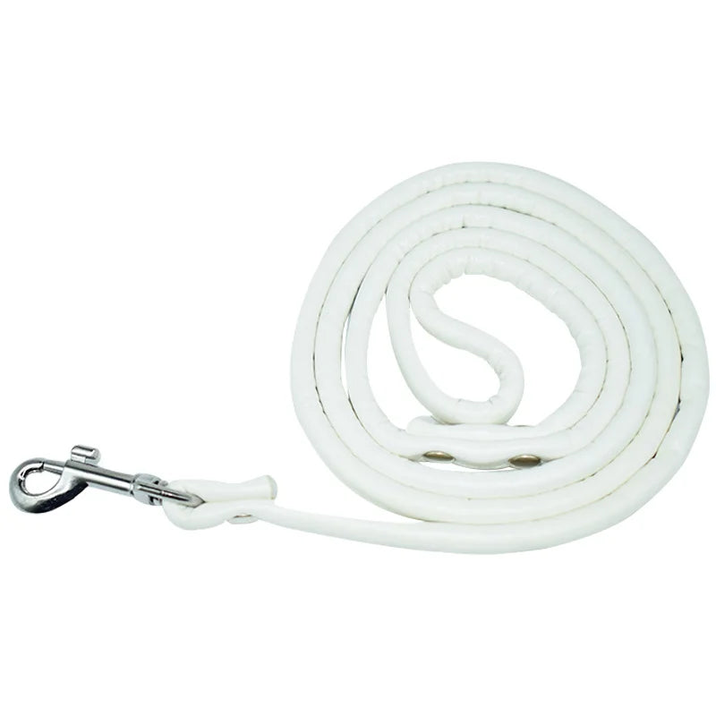 petite laisse en cuir 1,20m blanc