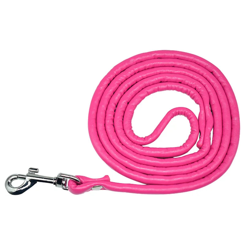 petite laisse en cuir 1,20m fuchsia