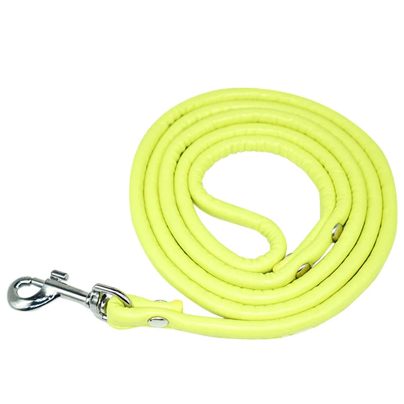 petite laisse en cuir 1,20m jaune