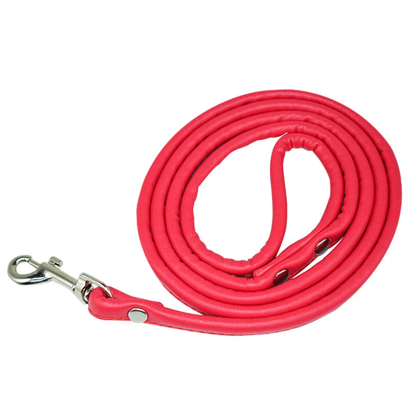 petite laisse en cuir 1,20m rouge