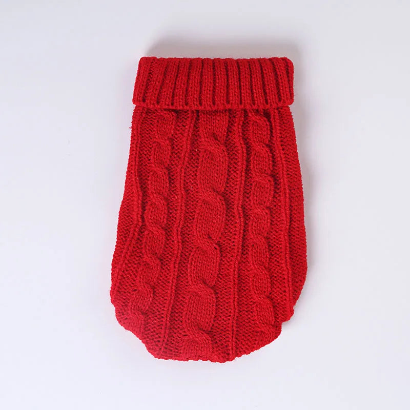 pull en laine pour chien rouge