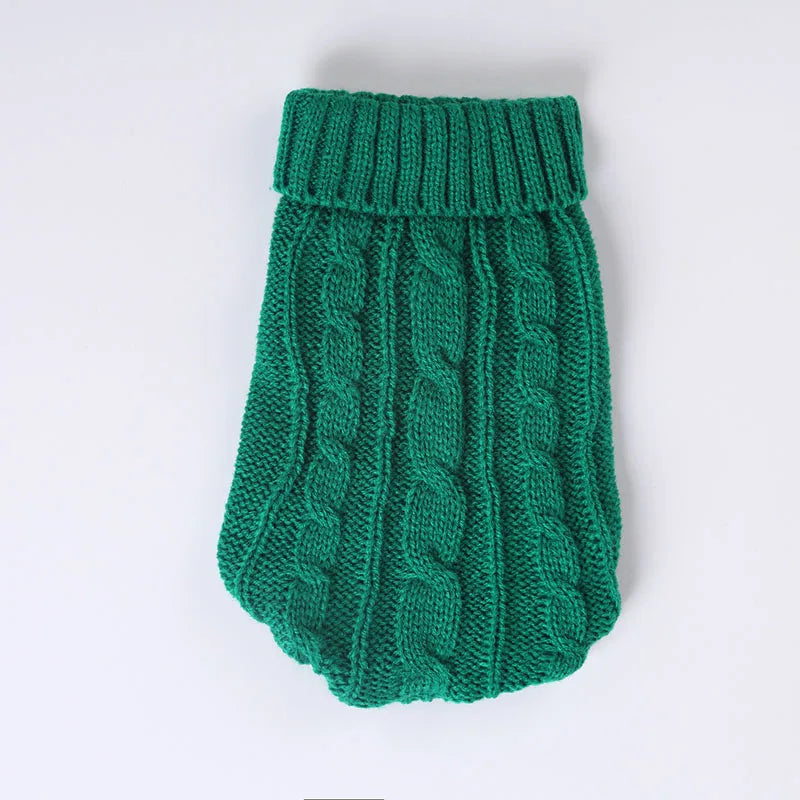 pull en laine pour chien vert