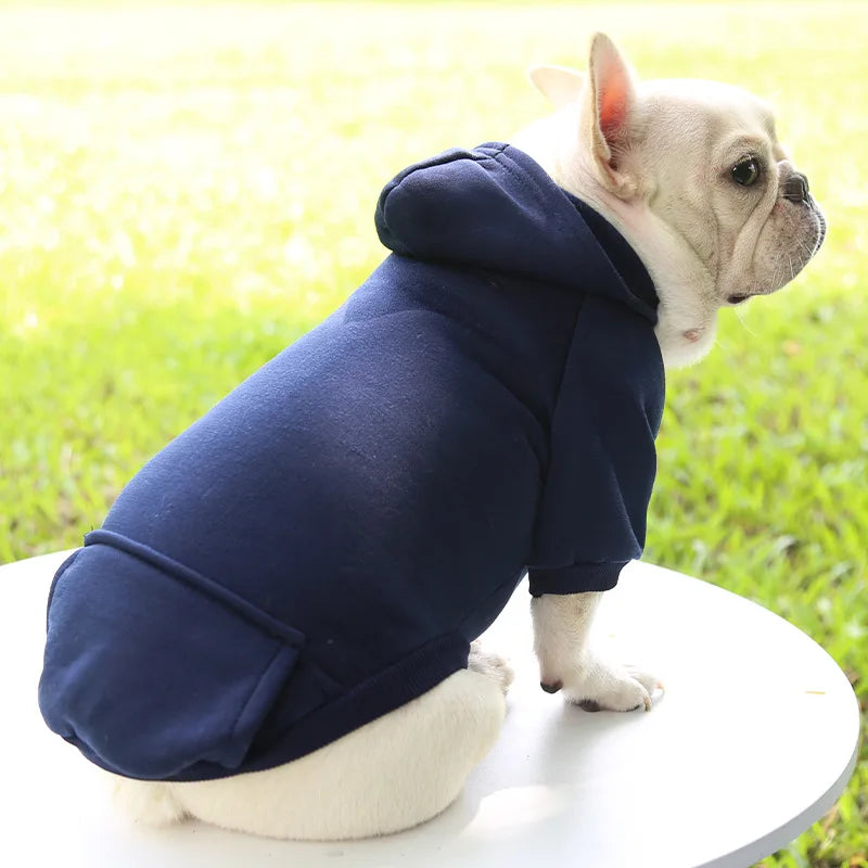 sweat a capuche pour chien bleu marine
