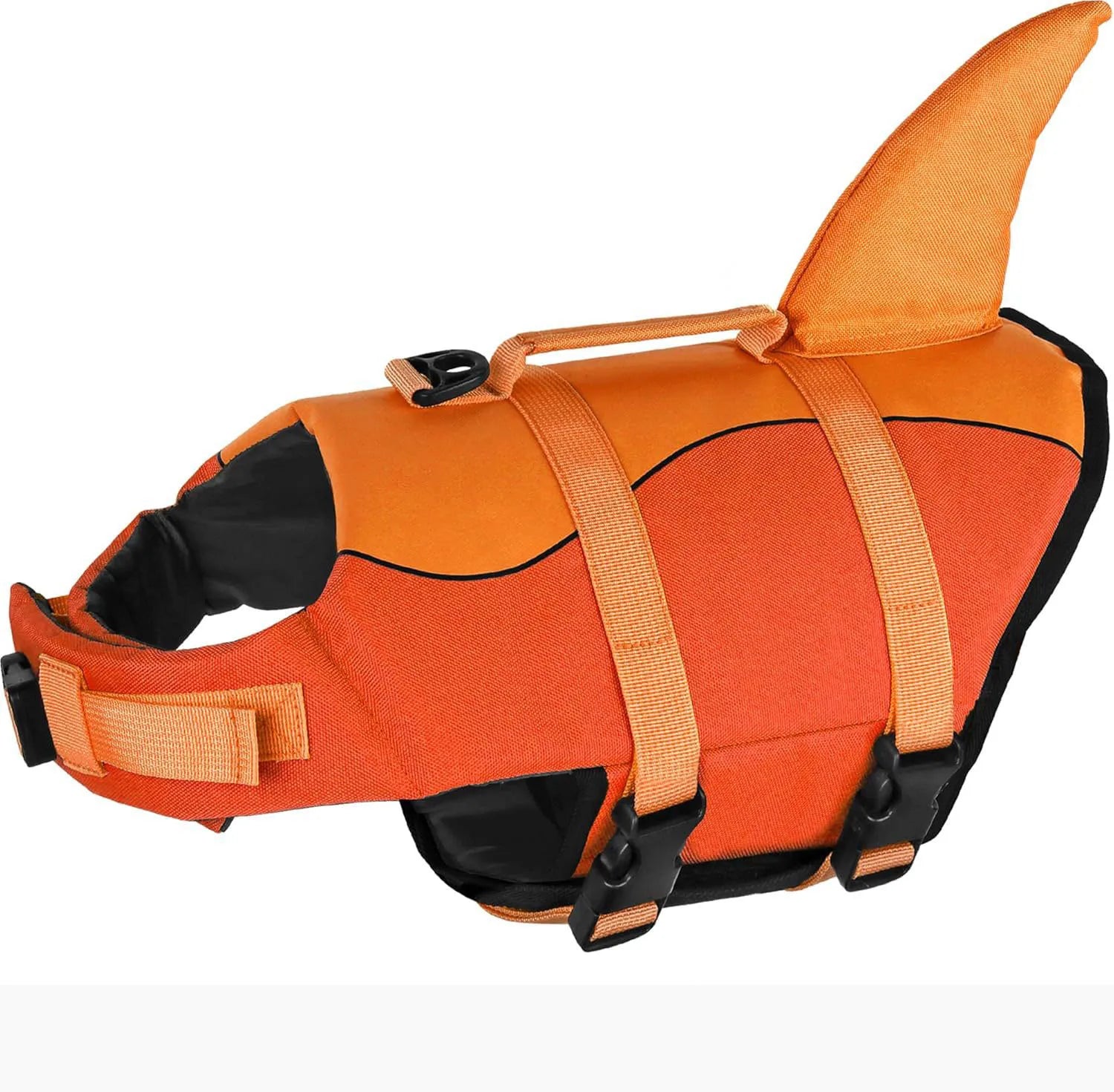veste gilet de sauvetage requin pour chien orange