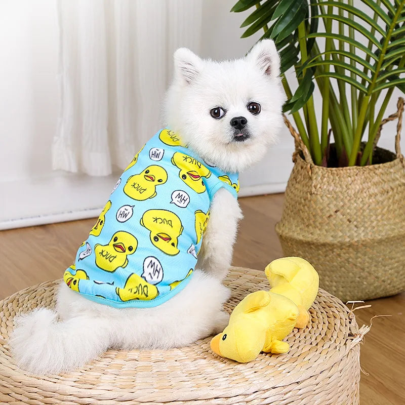 vetement a motifs pour chien canard bleu
