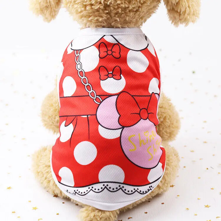 vetement a motifs pour chien robe rouge