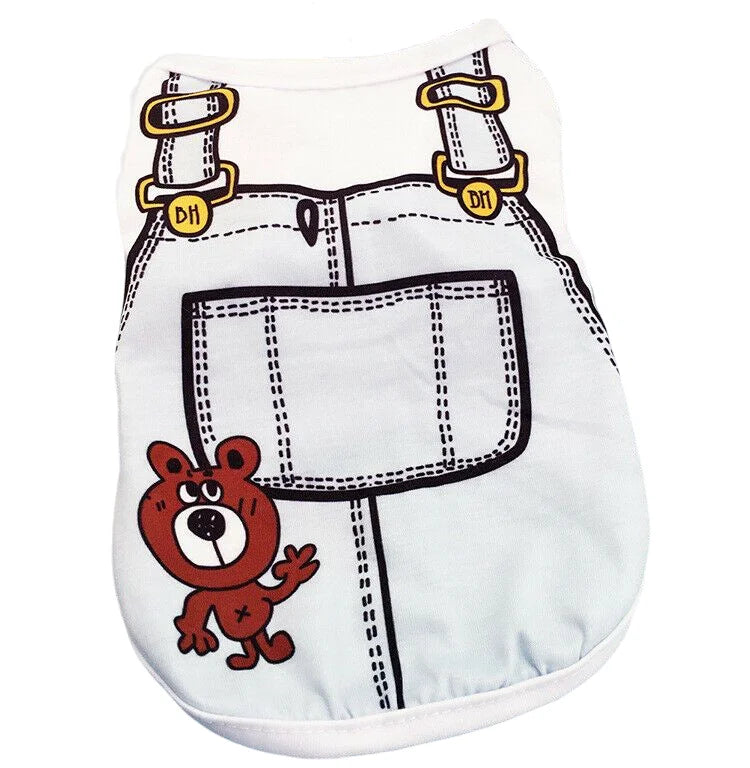 vetement a motifs pour chien salopette ours blanc